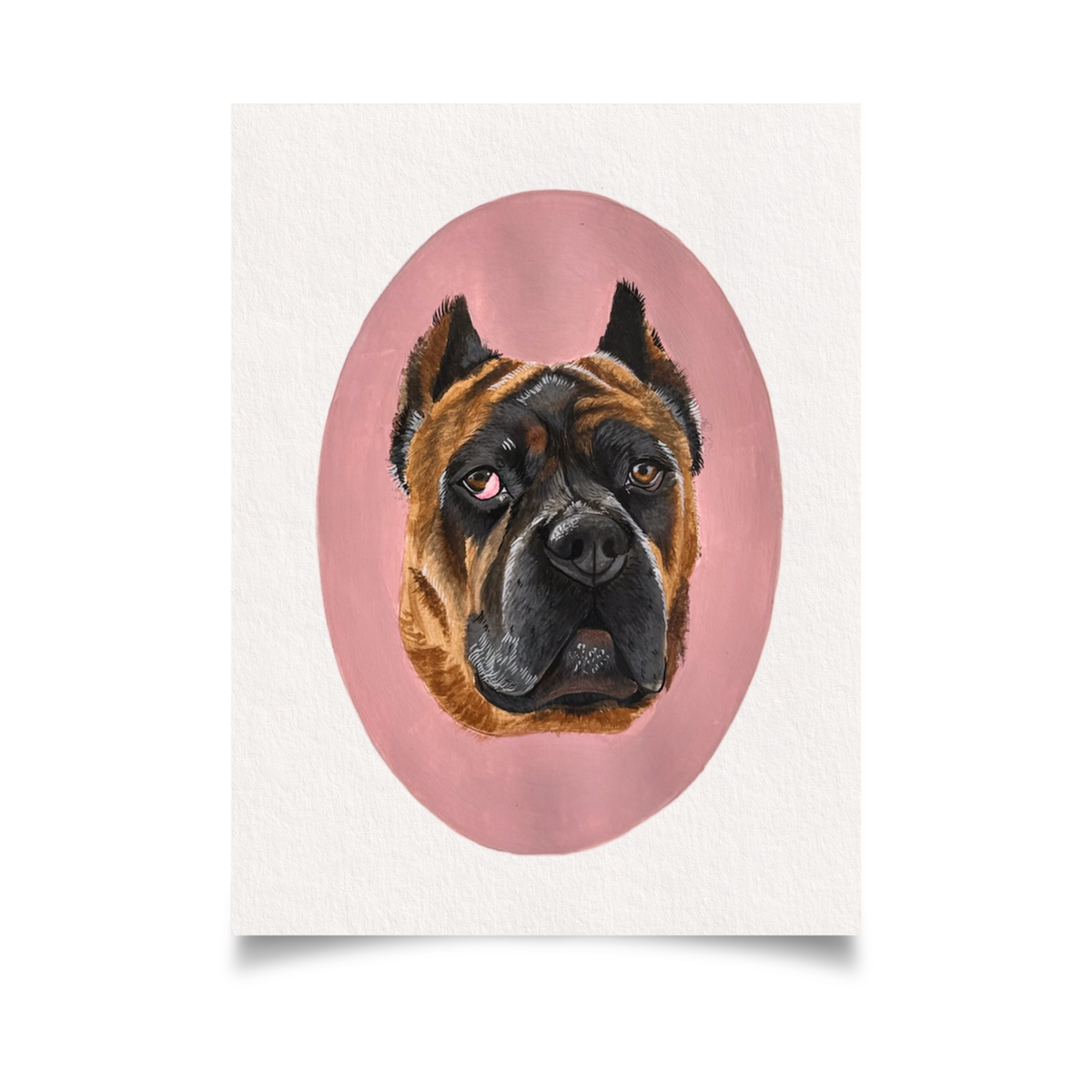 Hand Painted Oval Background Pet Portrait
