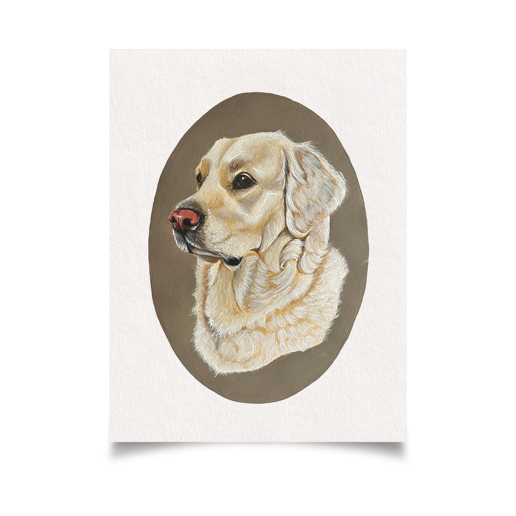 Hand Painted Oval Background Pet Portrait