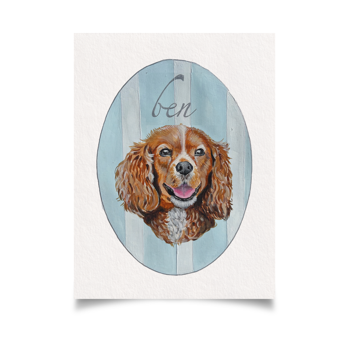 Hand Painted Oval Background Pet Portrait