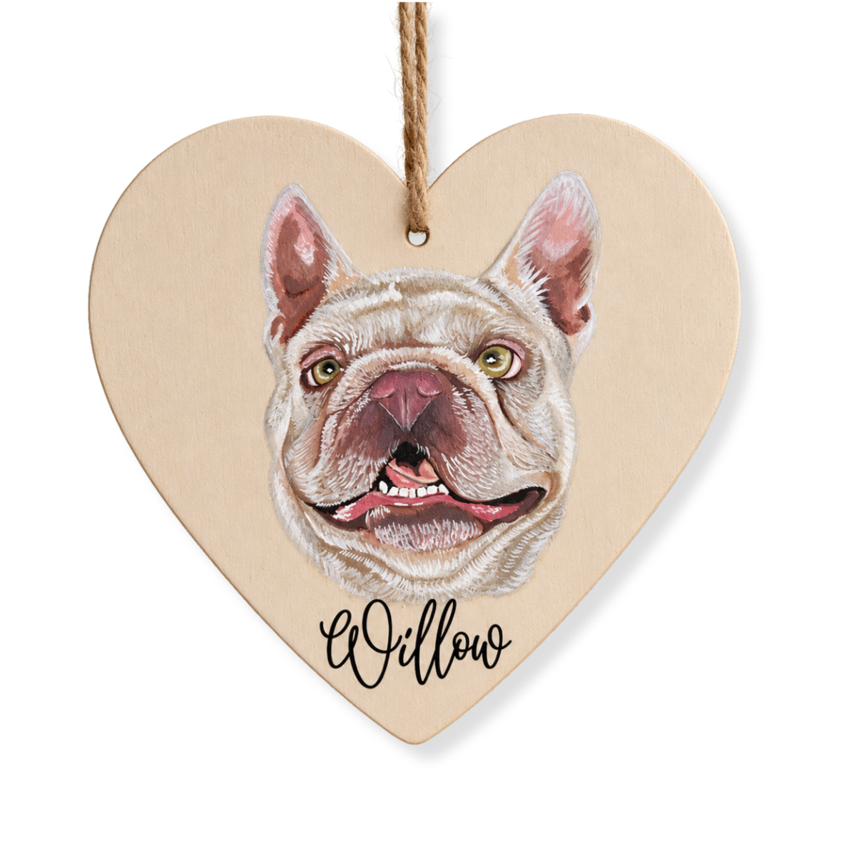 Pet Portrait Wooden Heart Ornament