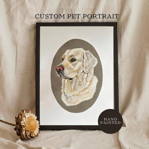 Hand Painted Oval Background Pet Portrait